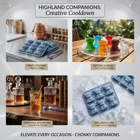 6-Cavity Cute Highland Cow Ice Cube Tray, Reusable - The Cutest Bar Accessory Ever