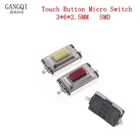 100PCS SMD 3*6*2.5 MM Tactile Tact Push Button Micro Switch Momentary 2 Pins 3x6x2.5H For MP3 MP4 SM
