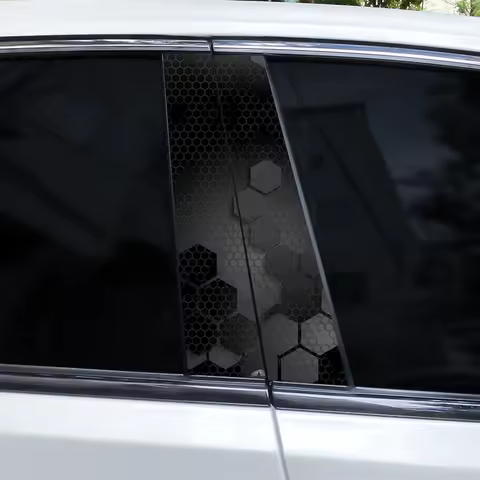 2pcs Car B-Pillar Stickers Waterproof And Scratch-Resistant Car Door Pillar Decoration Stickers Hexa
