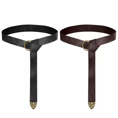 2 Pack Medieval Belt Renaissance Pirate Viking Halloween Accessory Faux Leather Belts for Women Men