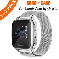 [HOT JUXXKWIHGWH 514] สายโลหะสำหรับ Garmin Venu Sq Smart Watch อุปกรณ์เสริมสำหรับ Garmin Venu Sq สร้อยข้อมือเพลงเต็มรูปแบบ Shell กันชน