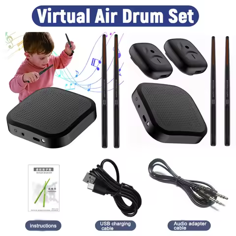 Air Drum with Drumsticks Portable Electronic Virtual Air Drum Drumsticks Pedals Smart Electronic Dru