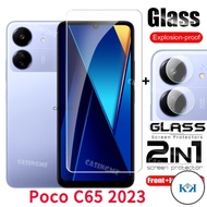 NE Poco C65 2023 Film 2 in 1 Screen Protector Full Cover Tempered Glass For Poco C65 C 65 65C PocoC6