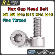 [RL] [Fine Thread] Cap Bolt Hex Socket Allen Key Screw 304 Stainless Steel M6 M8 M10 M12 0.75P 1P 1.