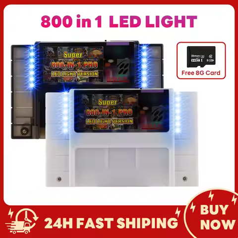 Led Light Version 800 in 1 SNES 16 Bit Game Console Cartridge Game Card f Support USA/EUR/Jap Consol
