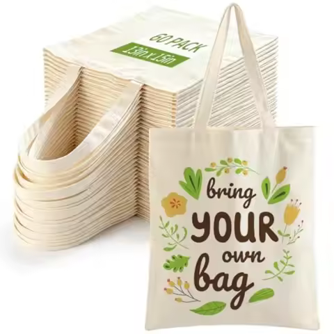 60 Pcs Sublimation Blank Tote Bags Bulk Reusable Grocery Bags DIY Heat Transfer Canvas Tote Bag Pers