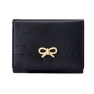 Wallets Girls Cute Coquette Bow Small Wallet Aesthetic Card Holder ID Window Purse for Women (BLACK)