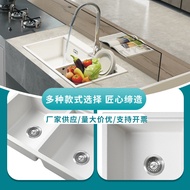 Quartz Stone Sink Countertop Basin Large Double Sink Kitchen Sink Double Sink Household Vegetable Si