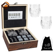 CheeseArrow Whiskey Stones And Whiskey Glass Gift Set Of 4, For Men | Father's Day, 6 Granite Whiske