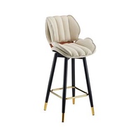 【現貨】帶靠背吧檯椅 可旋轉吧檯椅(米白色)黑配金脚框 輕奢酒吧椅 高腳椅吧凳吧檯椅高椅收銀椅