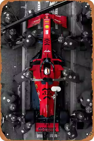 Retro tin logo, retro appearance, metal logo, racing car, F1 PIT, car poster, suitable for bars, off