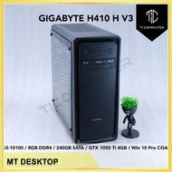EDGE TG Techware Gigabyte H410 H V3 Intel i3-10100 8GB RAM 240GB SATA SSD GTX 1050 Ti 4GB W10 Pro Re