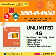 Leletravel【中国+香港+澳门 Sim Card】【 China+HK+Macau Sim Card】【✅ VPN FREE+Google, Whatsapp Etc】【🔥Real Unlim