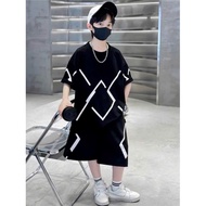 Summer clothes for boys 18-52kg, CUBED pattern, beautiful design, cool and stretchy material. NL6