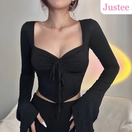 Justee Square Collar Long Sleeve T-shirt for Women