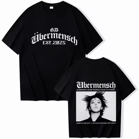 Gdragon-Ubermensch World Tour 2025 T-shirt Man Women Harajuku O-neck Summer Casual Shirt