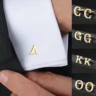 1Pair 26 Letters A-Z Men's Shirt Cuff Cufflinks Brass Silver Bouton Jewelry Accessories