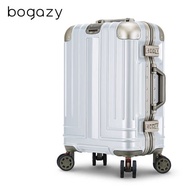 【Bogazy】權傾皇者 26吋PC鋁框鏡面編織行李箱(尊爵白)