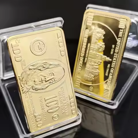 1Pc American 100 Dollar Golden Bar Bullion Fake Ticket Euros Bills Tickets Collectible Craft Home De