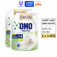 Combo 2 Túi Nước Giặt OMO Matic Cho Quần Áo Bé - 2 Túi 3.6Kg