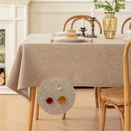 140*140CM Linen Waterproof Tablecloth - Solid Color Multi-Purpose Tea Table/Dining Table