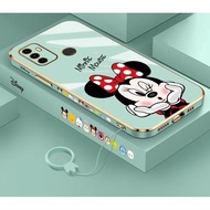 Huang-br Oppo A16 Oppo A16k Oppo A54 Oppo A74 Oppo A94 Oppo A5 2020 Oppo A9 2020 Plated Straight Edge Minnie Pattern Phone Case to Send Lanyard