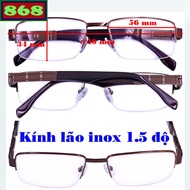 Brown stainless steel half-rimmed glasses with 1.5 degree lenses, farsighted glasses, old glasses fr