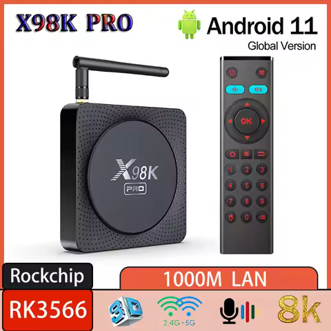 X98K PRO Smart TV Box RK3566 Android 11.0 4GB 32GB 2.4G/5G Dual Wifi 1000M LAN BT 4K 8K 3D Media Pla