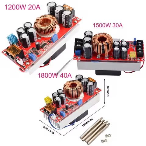 1800/1500/1200W DC-DC Boost Converter Step Up Power Supply Module 10-60V to 12-90V Adjustable Voltag