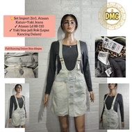 Set Import 2in1 Atasan Katun+Yaki Jeans Atasan Ld 88-110 Yaki bisa jadi Rok (Lepas Kancing Dalam) Tr
