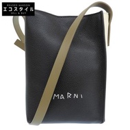 二手 Marni Museo Nano Soft 女士單肩包，黑色和象牙色