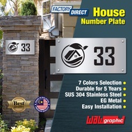 House Number Plate Nombor Rumah 门牌 Stainless Steel 304 白钢门牌 C6108