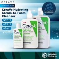 [Local] CeraVe Hydrating Cream-to-Foam Cleanser 87/473/562ml, Hydrating Makeup Remover & Face Wash
