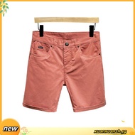 BTM Five Pocket Denim Men's Shorts - Thick Washed Soft Khaki Jeans Regular Form - 5.593
