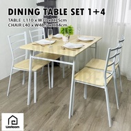L110cm Wooden Dining Table + 4 Dining Chairs