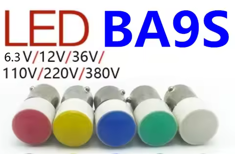 5PCS Flat top Indicator LED ba9s 6V 6.3V 12V 24v ba9s 36V ba9s 110v 380v instrument bulb 220v ba9s 3