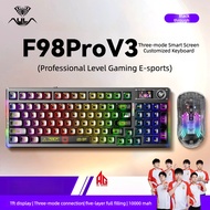 AULA-F98pro v3 Transparent Wireless Bluetooth Three-mode Mechanical Keyboard Customized Ice Crystal 