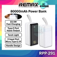 Remax RPP-291 80000mAh Powerbank Outdoor Camping Power Bank 22.5W Fast Charging Power Bank RPP-566