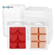 gangongWax Melt Clamshells Molds, Empty Wax Melt Container 6-Cavity Clear Empty Plastic Square & Hea