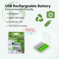 [LOCAL STOCK] AA / Double A Rechargeable USB Rechargeable Battery Reuse 500 times (Travel/Toy/Contro