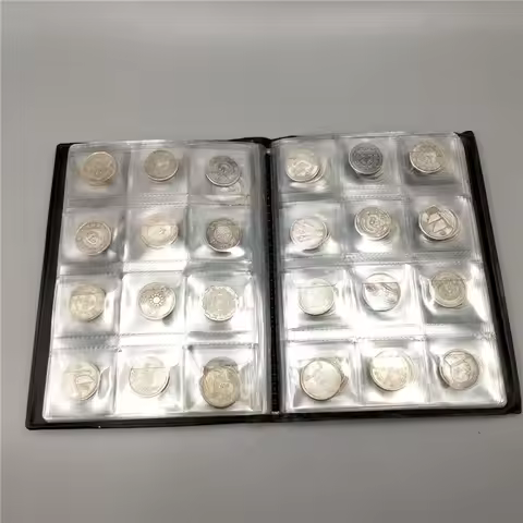 China's Old Coins Collection Book 120 Silver Coins (the outer skin color is random)