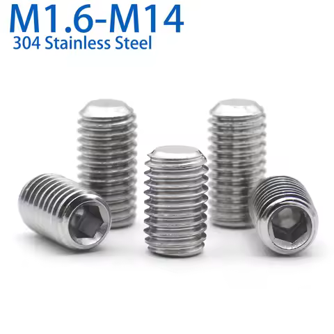 10pcs M1.6 M2 M3 M4 M5 M6 M8 M10 304 Stainless Steel Hex Socket Set Screw Cup Point DIN916 Headless 