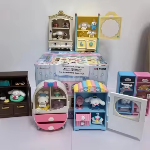 New Hot Genuine Re-Ment Cinnamoroll Wardrobe Miniature Dollhouse Series Blind Box Desk Decorations O