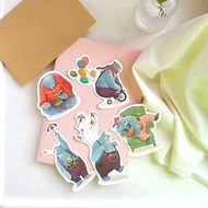 Cozy Blue Bear Stickers 5 pcs | iPad stickers, laptop stickers