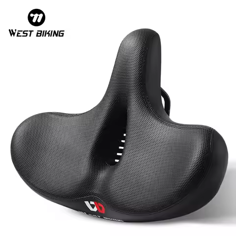 WEST BIKING Comfortable Wide Bicycle Seat Soft Cushion Shock-Absorbing Ergonomic MTB Electric Bike S