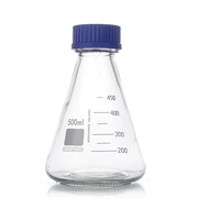 ERLENMEYER FLASK GLASS WITH BLUE SCREW CAP CORDIAL