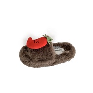 Winter Thick-soled Furry Slippers For Women To Wear Outside, Fashionable Plush Slippers For Women To