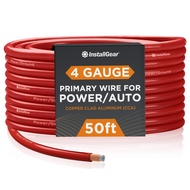InstallGear 4 Gauge Wire (50ft) Copper Clad Aluminum CAA - Primary Automotive Wire, Car Amplifier Po