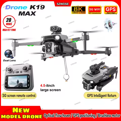 NEW K19 MAX GPS RC Drone Fishing Air Drop Automatic Turnaround 5G Screen Obstacle Avoidance Drone Pr