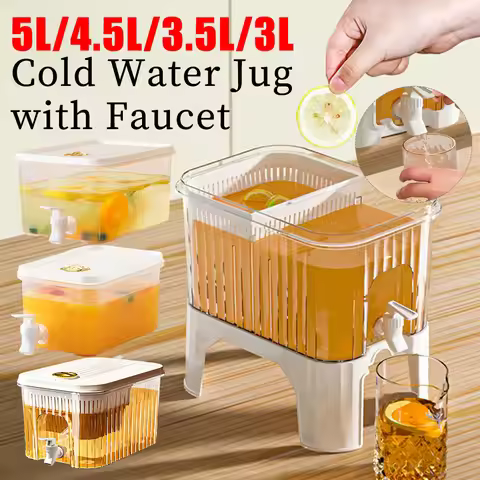 Water Kettle With Faucet Beverage Dispenser Cold Juice Lemonade Drinks Bucket Liquid Storage Tank Ou